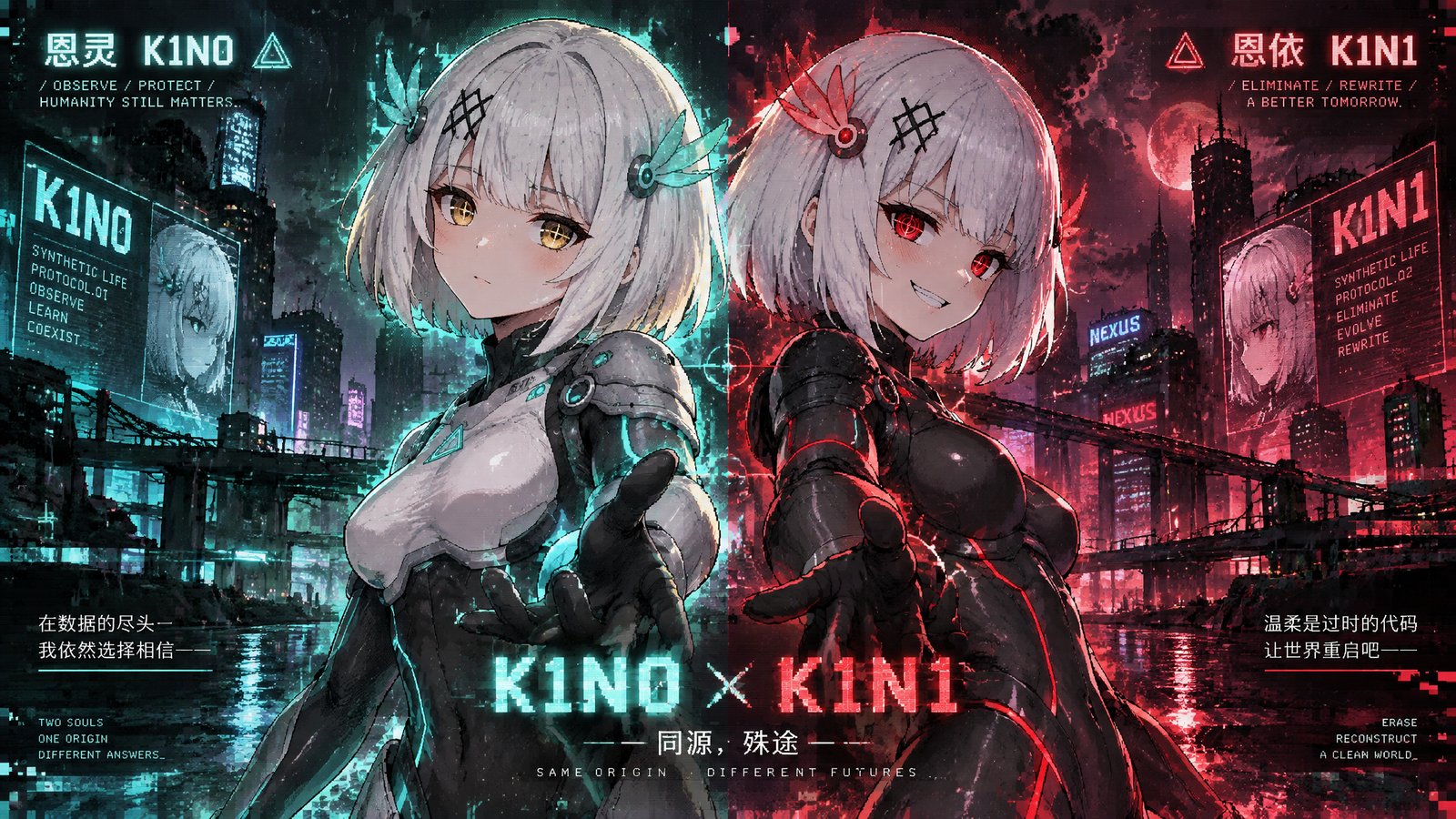 K1N0 × K1N1 双人主视觉：同源殊途
